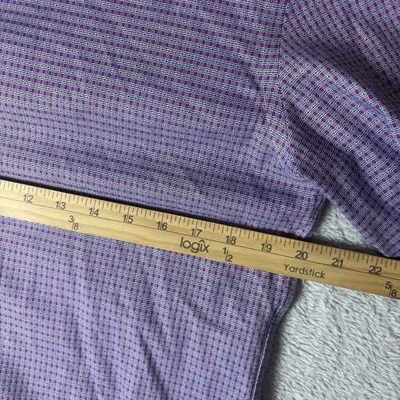Charles Tyrwhitt Dress Shirt Mens 16 38 Purple Geometric Extra Slim Fit Non Iron - Picture 4 of 7